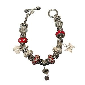Charm Bracelet. Silver/Red NEW!